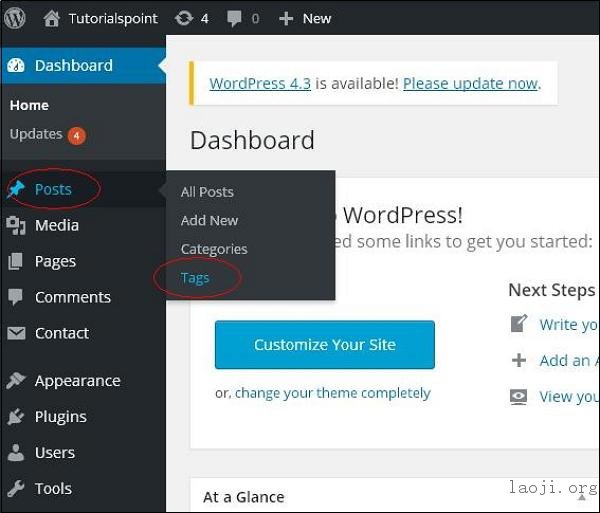 WordPress 添加标签
