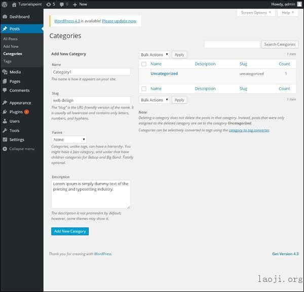 WordPress 添加类别 WordPress 添加类别